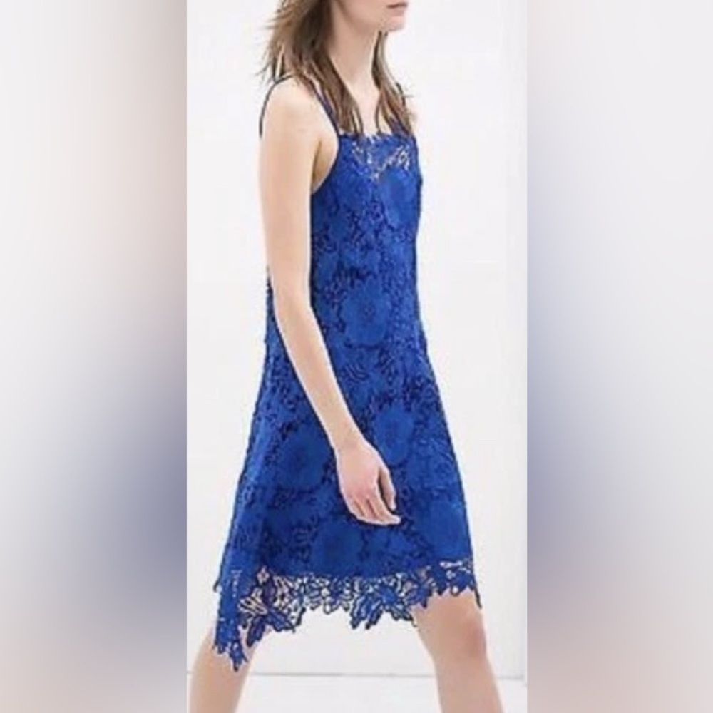 Zara blue lace overlay dress, small